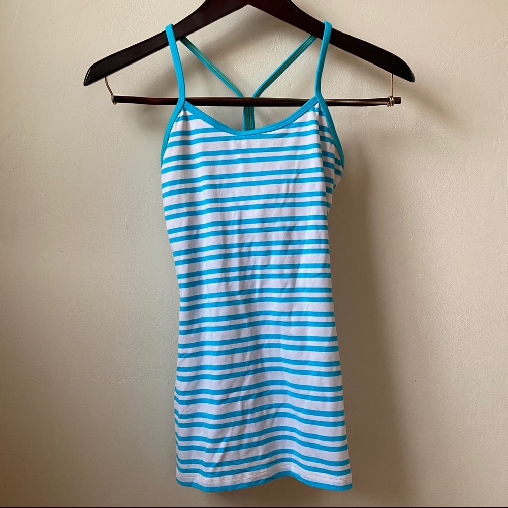 Lululemon Power Y Spry Blue Twin Stripe Tank